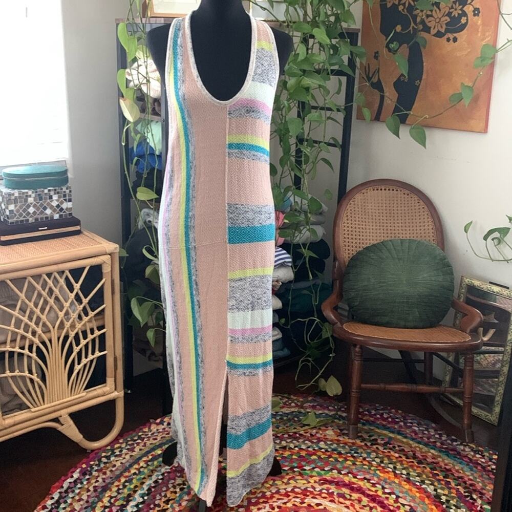 Free People More More More Multi Stripe Knit Nantucket Montauk Boho Maxi Dress